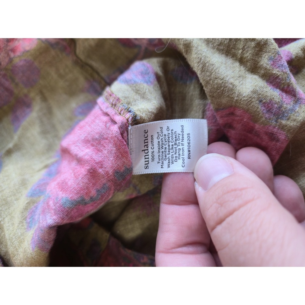 Sundance Floral Button-Up Collared Blouse Long Sleeve S Boho Earthy Cottagecore - Picture 8 of 8